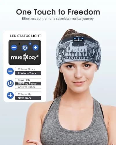 MUSICOZY Sleep Headphones Bluetooth Headband 32mm Dynamic Driver | Soft & Breathable for Side Sleepers thumbnail 5