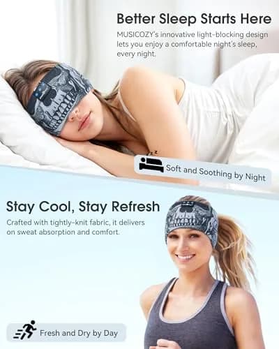 MUSICOZY Sleep Headphones Bluetooth Headband 32mm Dynamic Driver | Soft & Breathable for Side Sleepers thumbnail 2