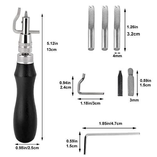 Jmuiiu 7-in-1 Pro Adjustable Stitching Groover & Creasing Edge Beveler Black | Professional Leathercraft Tool Set thumbnail 2