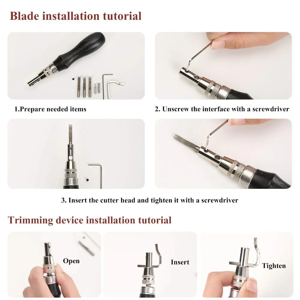 Jmuiiu 7-in-1 Pro Adjustable Stitching Groover & Creasing Edge Beveler Black | Professional Leathercraft Tool Set - view 3