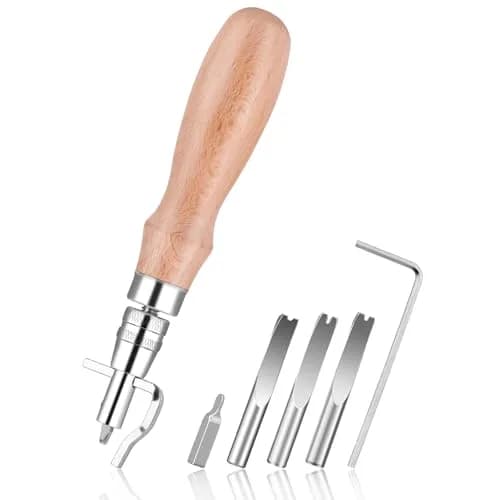 Jmuiiu 7 in 1 Adjustable Stitching Groover Tool with Wooden Handle | Natural Color thumbnail 1