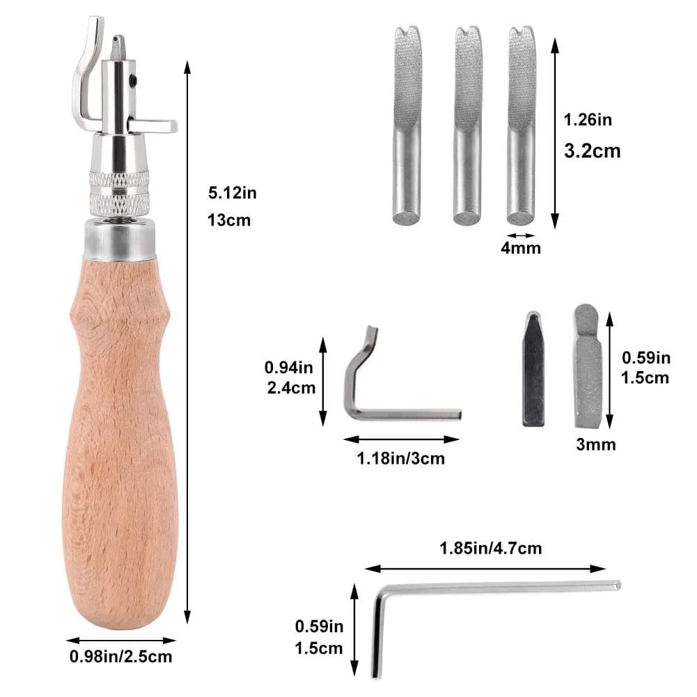 Jmuiiu 7 in 1 Adjustable Stitching Groover Tool with Wooden Handle | Natural Color - view 2