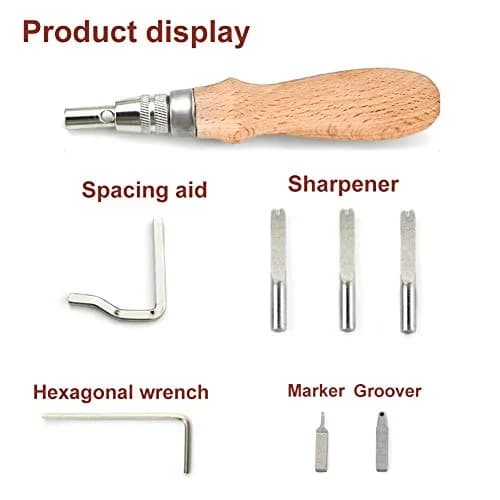 Jmuiiu 7 in 1 Adjustable Stitching Groover Tool with Wooden Handle | Natural Color thumbnail 3