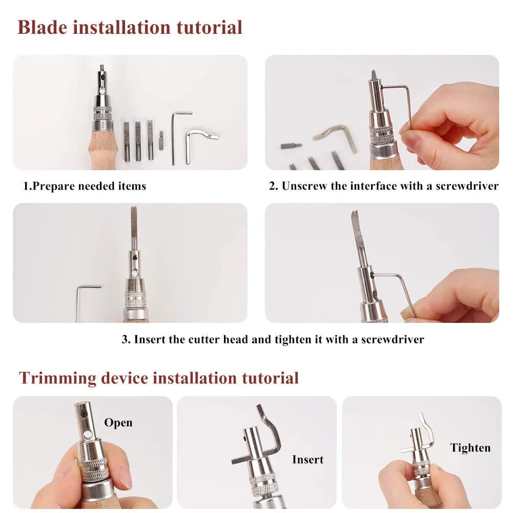 Jmuiiu 7 in 1 Adjustable Stitching Groover Tool with Wooden Handle | Natural Color - view 4