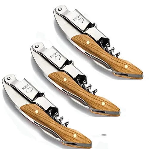 Kit-Home Professional Waiter Corkscrew Wine Opener Set of 3 | Stainless Steel & Rosewood Handle (90g) | Bar & Restaurant Use thumbnail 1