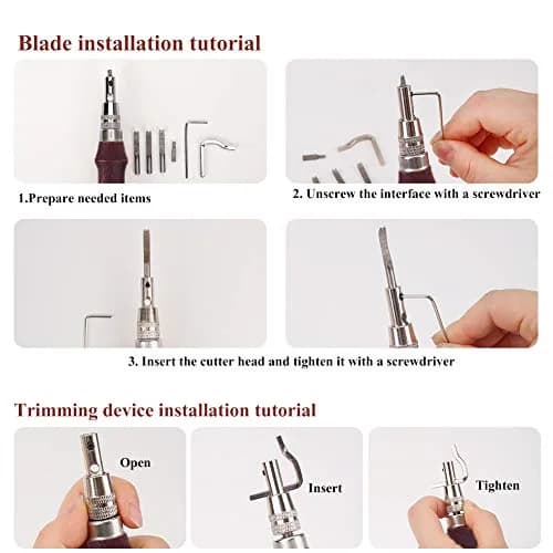 Jmuiiu 7-in-1 Leather Groover Tool Kit with Wooden Handle | Adjustable Stitching Groover for Leathercraft thumbnail 3