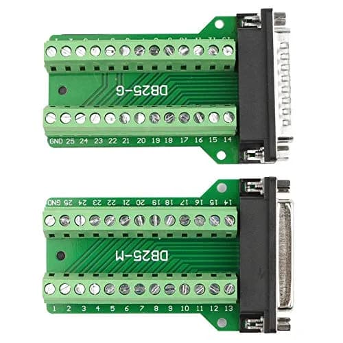 Futheda 25 Pin 2-Row DB25 Male & Female Adapter | Solderless RS232 PCB Breakout, Green thumbnail 2