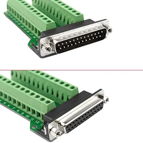 Futheda 25 Pin 2-Row DB25 Male & Female Adapter | Solderless RS232 PCB Breakout, Green thumbnail 3