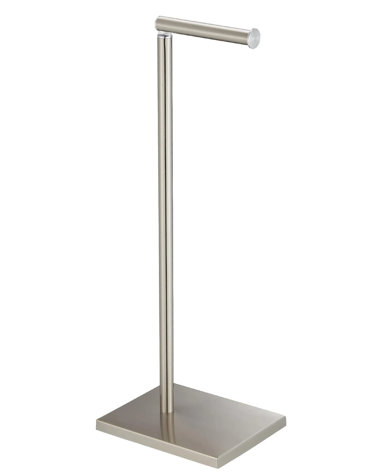 DECLUTTR Free Standing Toilet Paper Holder Stand with Reserve | 53.3 cm (21 in) Nickel — Nickel