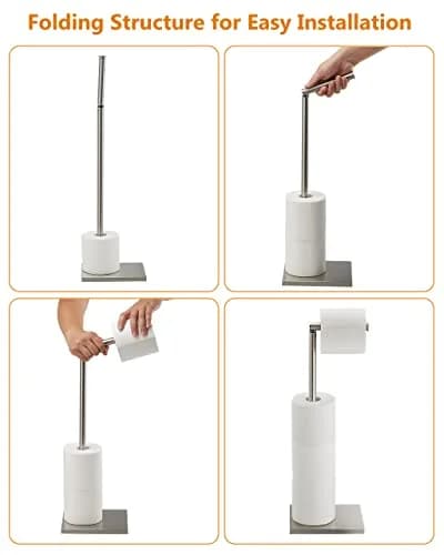 DECLUTTR Free Standing Toilet Paper Holder Stand with Reserve | 53.3 cm (21 in) Nickel thumbnail 4