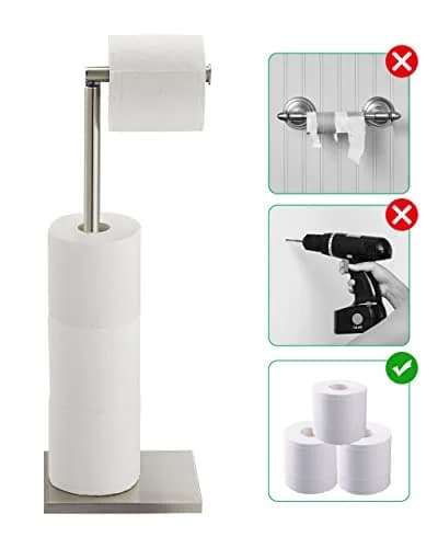 DECLUTTR Free Standing Toilet Paper Holder Stand with Reserve | 53.3 cm (21 in) Nickel thumbnail 5