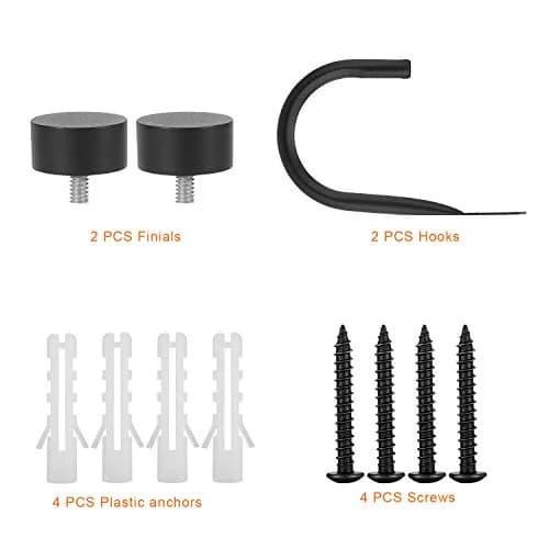 Mayrhyme Matte Black Metal Curtain Holdbacks Set of 2 | Rust-Proof Decorative Drapery Holders with Zinc Alloy Cap Finials thumbnail 2