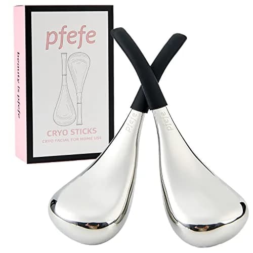 pfefe Ice Globes for Face and Eyes, Cryo Sticks Facial Skin Care Tools with Storage Case | Stainless Steel, 2 Count — Black