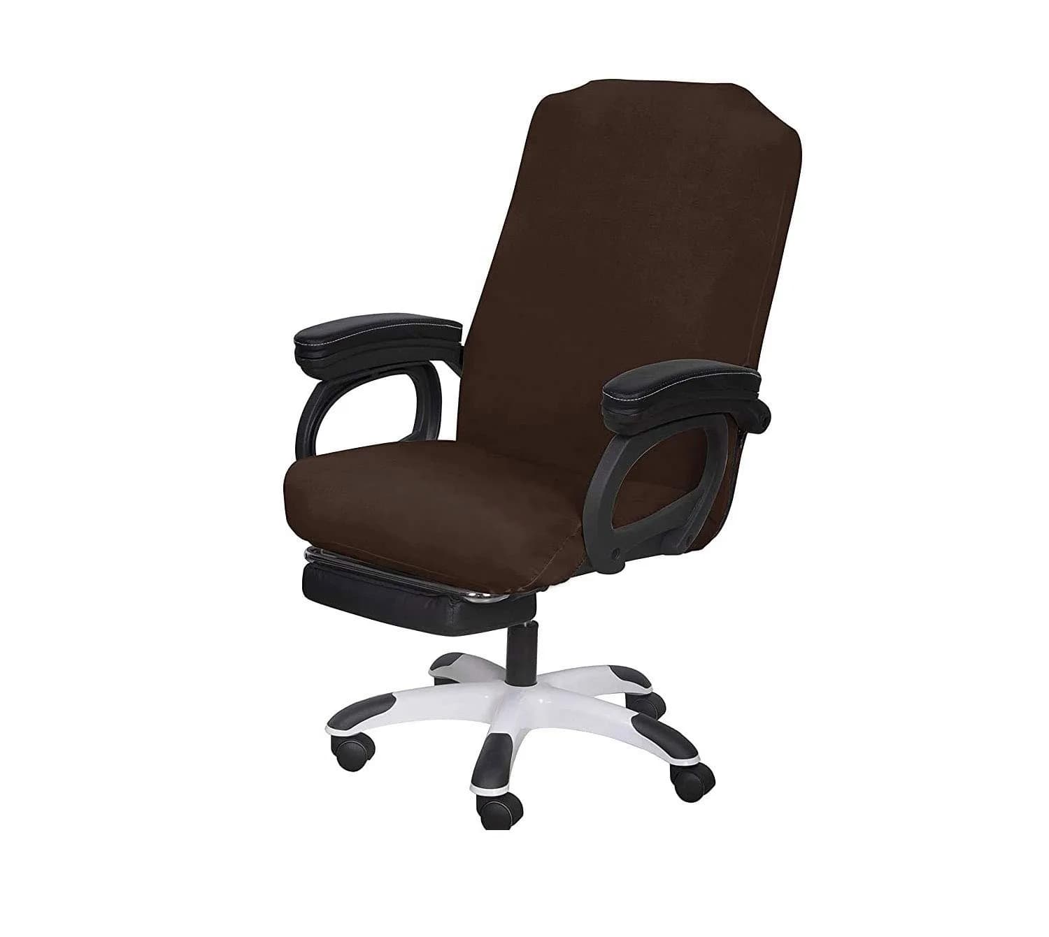 SARAFLORA Brown Large Office Chair Cover - Stretchable, Removable & Washable Protector (1 Piece) - main product image