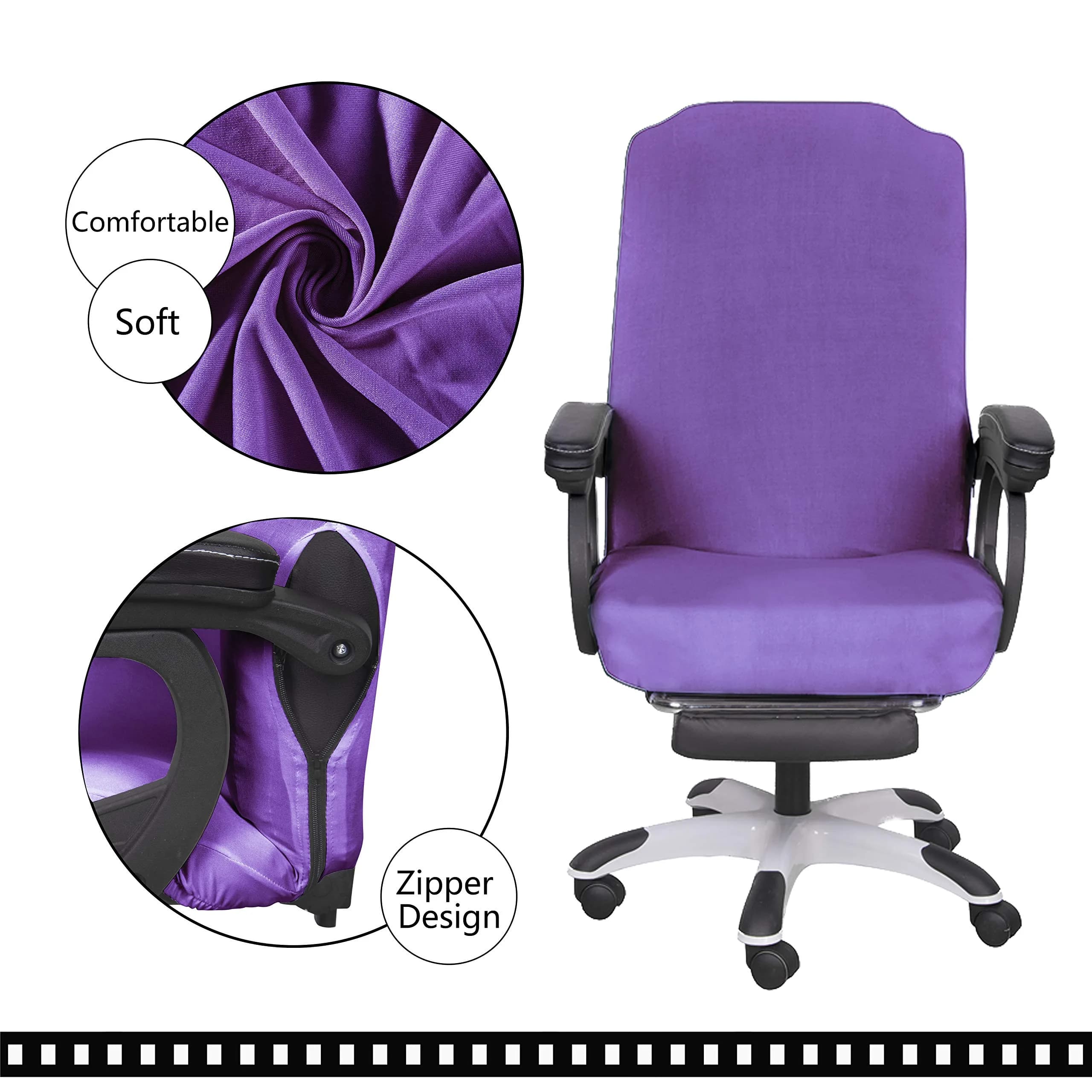 SARAFLORA Light Purple Large Office Chair Cover - Stretch Fit, Removable, Washable Protector (1 Piece) - view 4