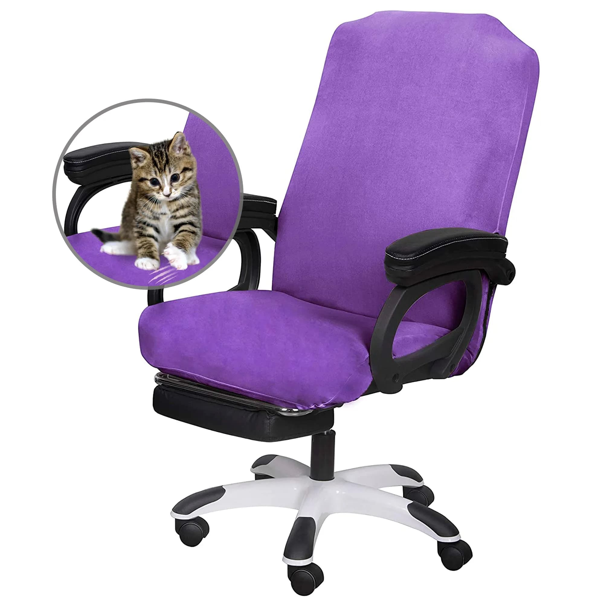 SARAFLORA Light Purple Large Office Chair Cover - Stretch Fit, Removable, Washable Protector (1 Piece) - view 2