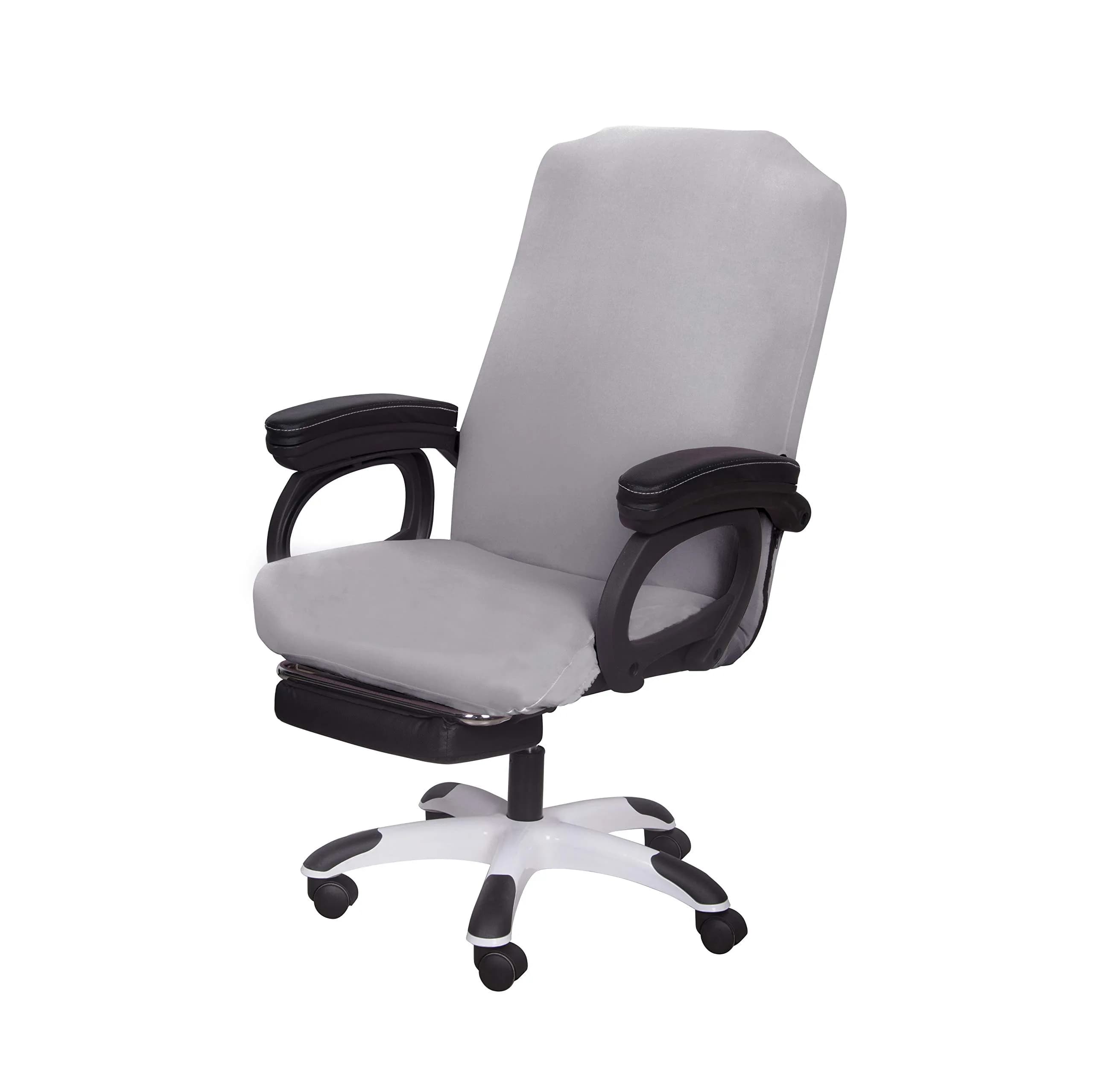 SARAFLORA Large Silver Grey Office Chair Cover - Stretch Fit, Removable, Washable Protector (1 Piece) - main product image
