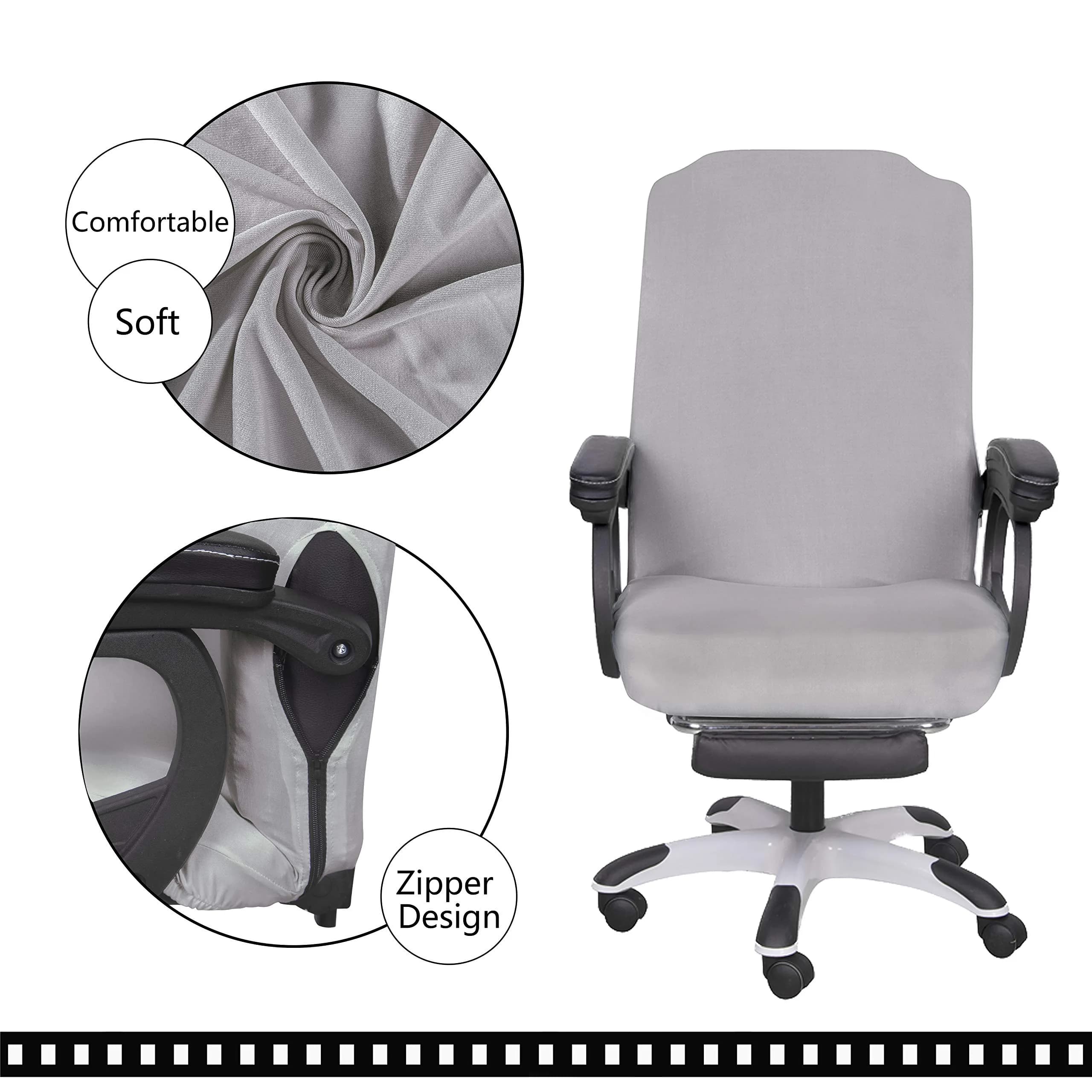 SARAFLORA Large Silver Grey Office Chair Cover - Stretch Fit, Removable, Washable Protector (1 Piece) - view 3