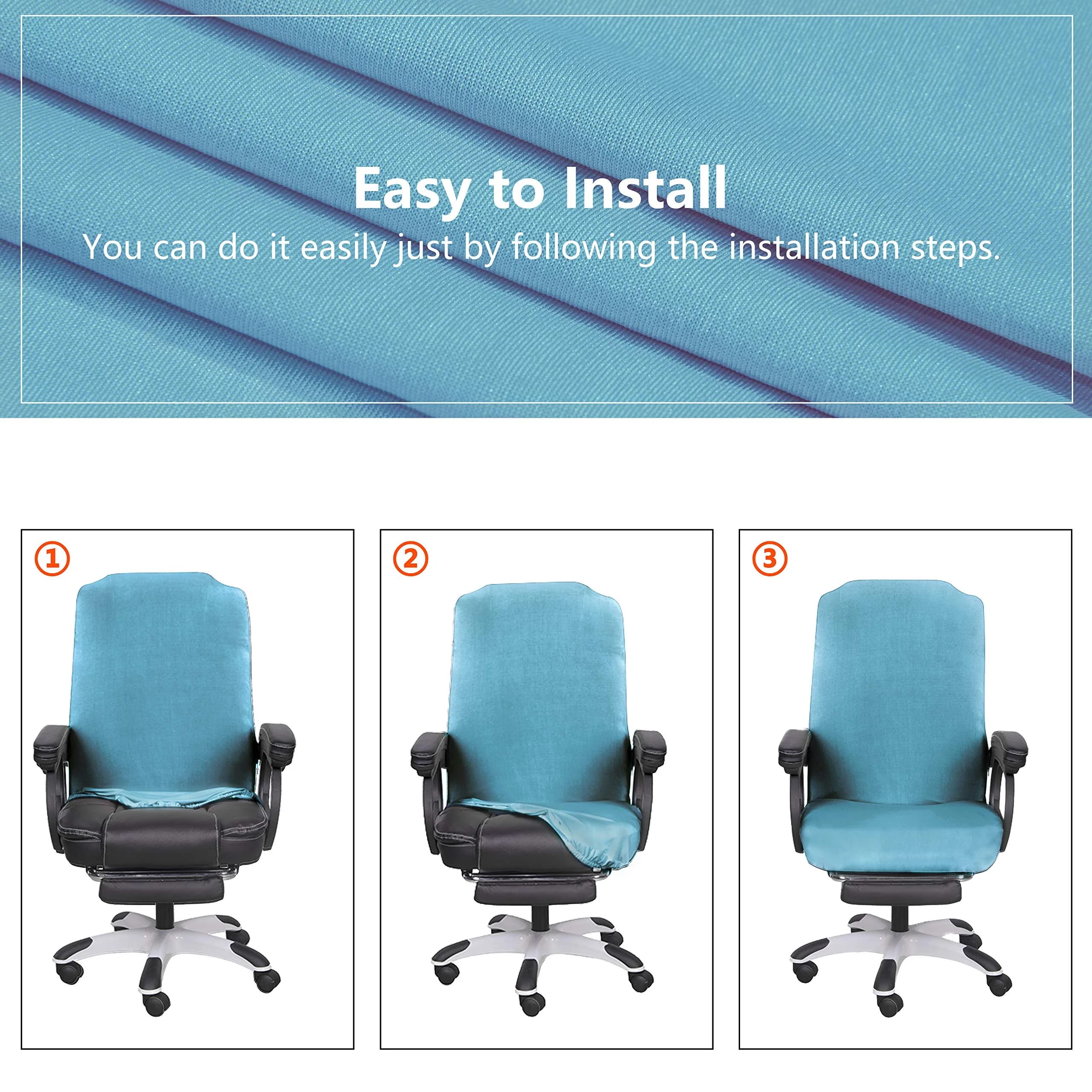 SARAFLORA Large Teal Office Chair Cover - Stretch Fit, Removable, Washable Protector (1 Piece) - view 4