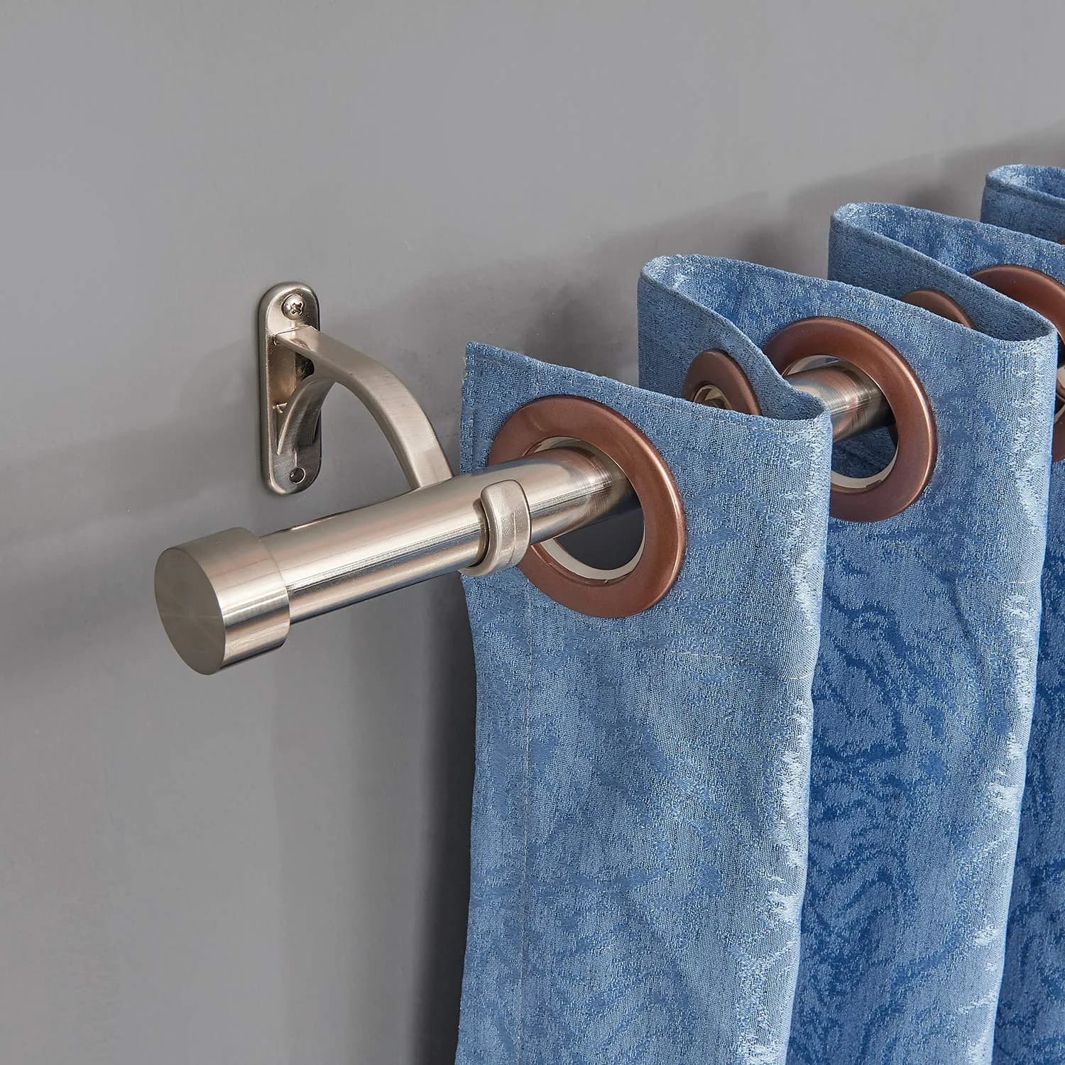 Mayrhyme 1-Inch Diameter Curtain Rod Set Satin Nickel 72-144" | Adjustable Heavy-Duty Rod with Aluminum Brackets - view 5