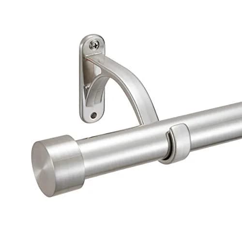 Mayrhyme 1-Inch Diameter Curtain Rod Set Satin Nickel 72-144" | Adjustable Heavy-Duty Rod with Aluminum Brackets thumbnail 1