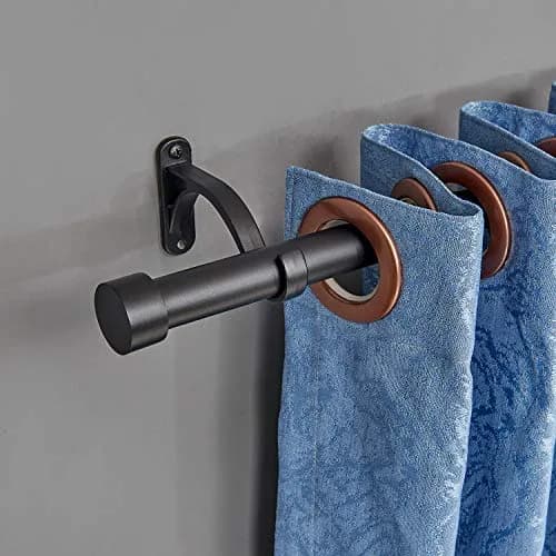 Mayrhyme 1-Inch Diameter Curtain Rod Set Matte Black 28-48" | Heavy-Duty Aluminum Brackets & Finials for Windows thumbnail 5