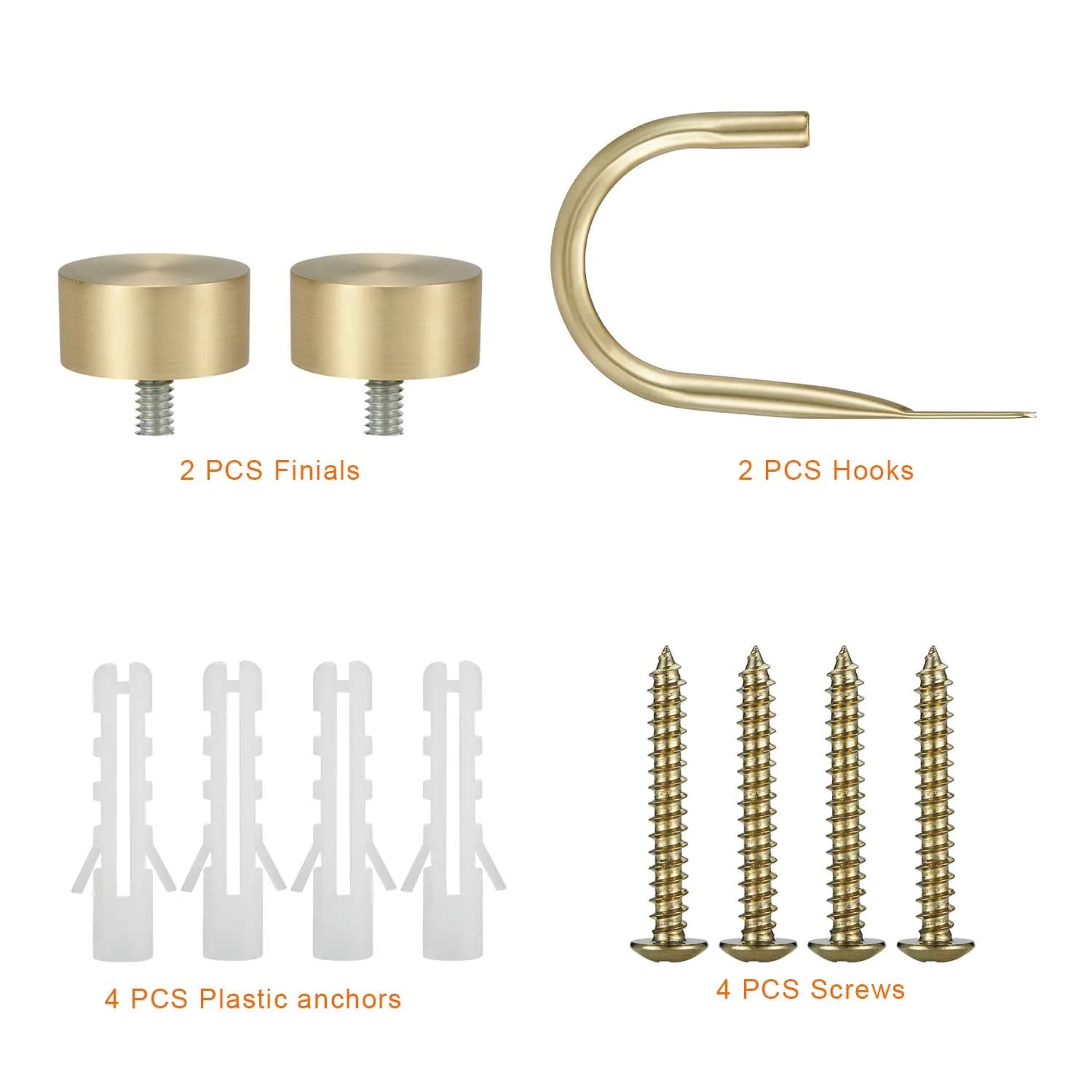 Mayrhyme Brass Matte Metal Curtain Holdbacks Set of 2 | Rust-Proof Decorative Drapery Holders with Zinc Alloy Cap Finials - view 2