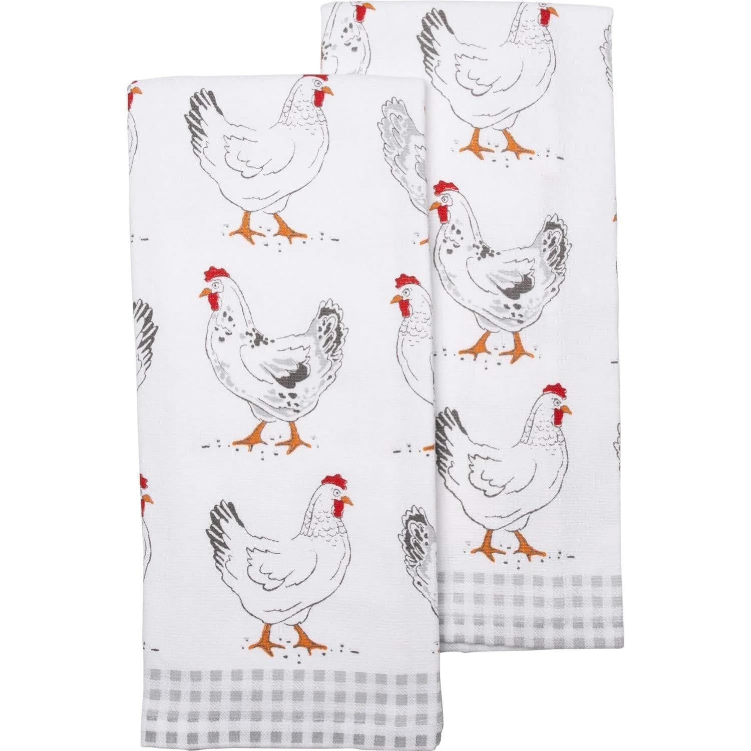 Casaba Farmer’s Market Pickup Truck Rooster Chickens Cows Dish Towel Set of 2 | Large Cotton Tea Towels — Chicken