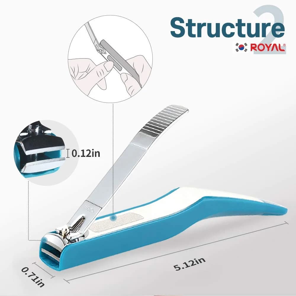 ROYAL Smart Nail Clipper with Catcher & Curved Blades, Aqua Blue 45g (1.6 oz) | Effortless Fingernail Trimming - view 3