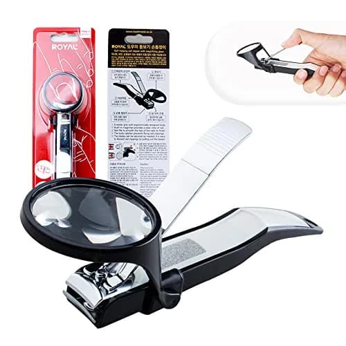 ROYAL Smart Nail Clipper with Catcher & Magnifier, Black - 50g (0.11 lb) | Curved Blades for Effortless Trimming thumbnail 1