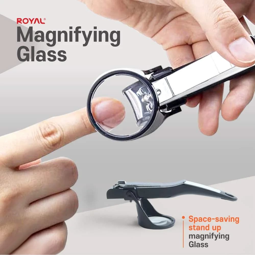 ROYAL Smart Nail Clipper with Catcher & Magnifier, Black - 50g (0.11 lb) | Curved Blades for Effortless Trimming - view 6