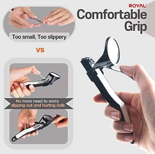 ROYAL Smart Nail Clipper with Catcher & Magnifier, Black - 50g (0.11 lb) | Curved Blades for Effortless Trimming thumbnail 7