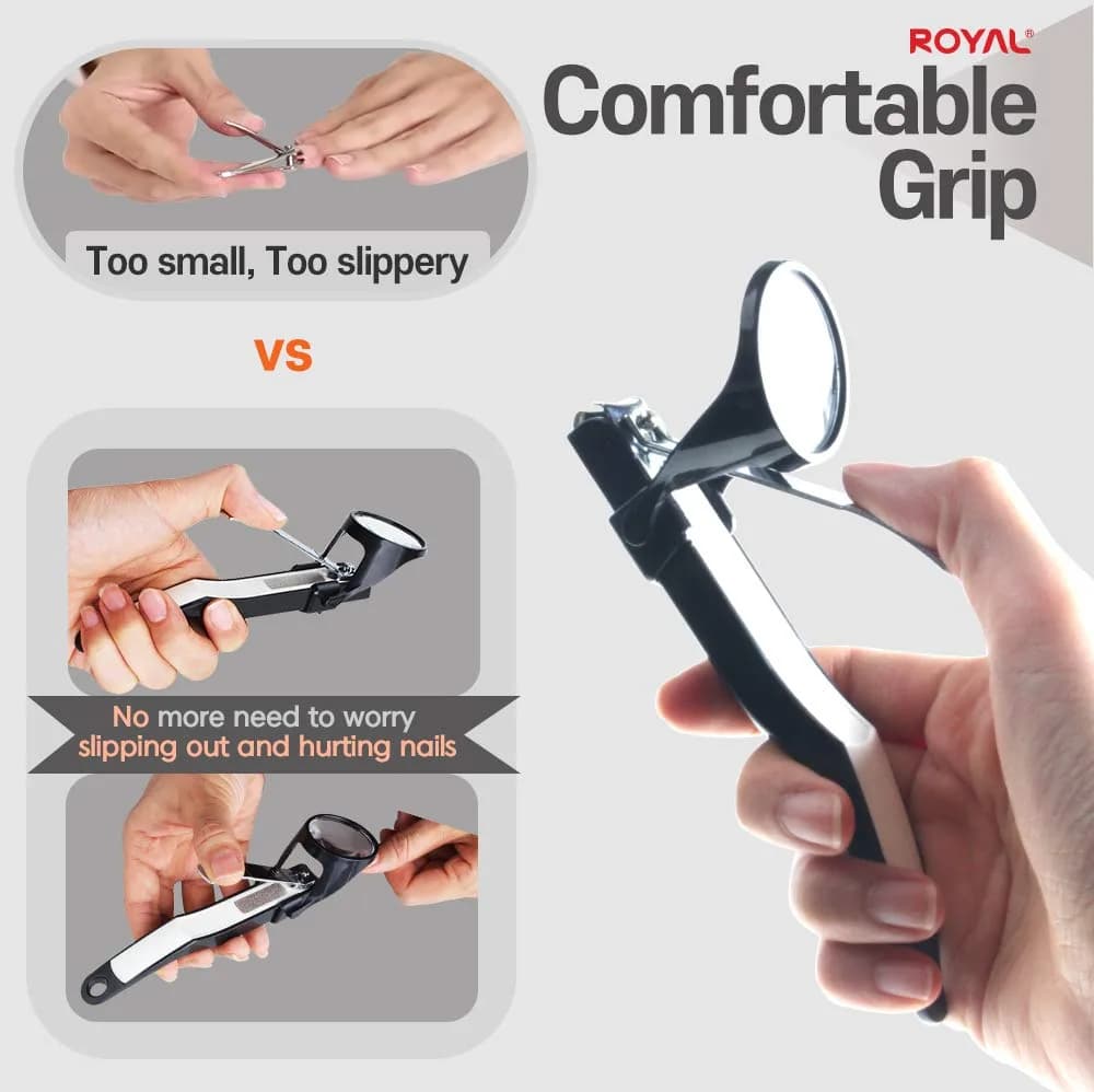 ROYAL Smart Nail Clipper with Catcher & Magnifier, Black - 50g (0.11 lb) | Curved Blades for Effortless Trimming - view 7