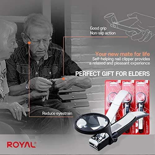 ROYAL Smart Nail Clipper with Catcher & Magnifier, Black - 50g (0.11 lb) | Curved Blades for Effortless Trimming thumbnail 2