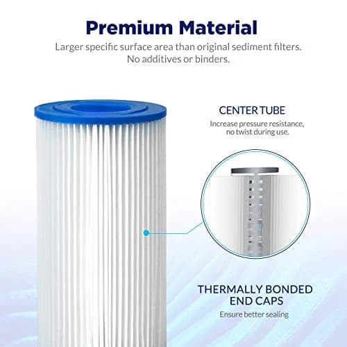 Membrane Solutions 5 Micron 10"x2.5" Pleated Sediment Water Filter | Universal Fit, Efficient Filtration, Washable, 3-Month Service thumbnail 5