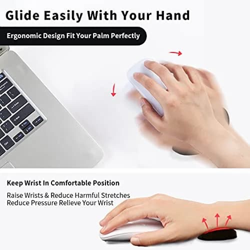 Aosome Ergonomic Mouse Wrist Rest Support Pad with Gliding Palm Rest & 4 Sliding Pads | Black, TPE Material thumbnail 5