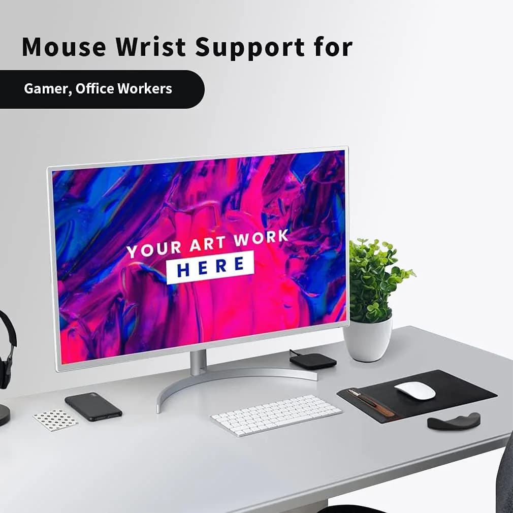 Aosome Ergonomic Mouse Wrist Rest Support Pad with Gliding Palm Rest & 4 Sliding Pads | Black, TPE Material - view 6