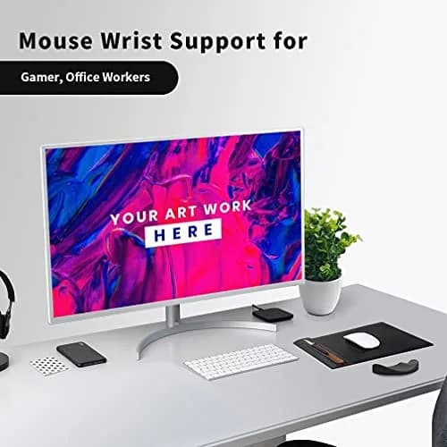 Aosome Ergonomic Mouse Wrist Rest Support Pad with Gliding Palm Rest & 4 Sliding Pads | Black, TPE Material thumbnail 6