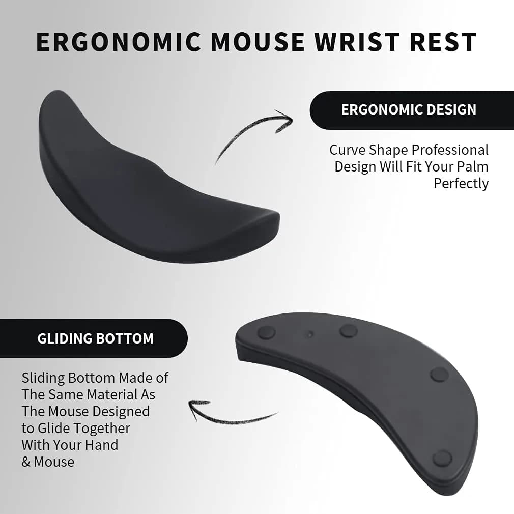 Aosome Ergonomic Mouse Wrist Rest Support Pad with Gliding Palm Rest & 4 Sliding Pads | Black, TPE Material - view 3