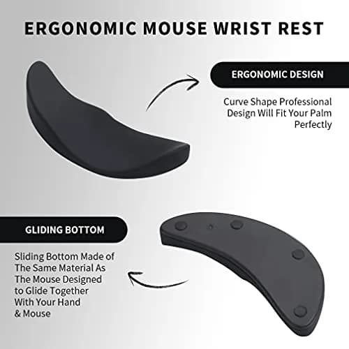 Aosome Ergonomic Mouse Wrist Rest Support Pad with Gliding Palm Rest & 4 Sliding Pads | Black, TPE Material thumbnail 3