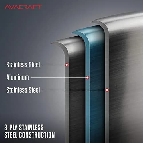 AVACRAFT 3.5 Quart Tri-Ply Stainless Steel Sauté Pan with Lid | Induction Compatible, Oven Safe, Dishwasher Safe thumbnail 4