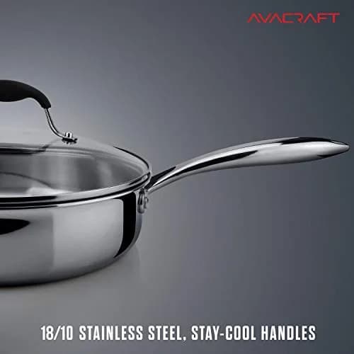 AVACRAFT 3.5 Quart Tri-Ply Stainless Steel Sauté Pan with Lid | Induction Compatible, Oven Safe, Dishwasher Safe thumbnail 6