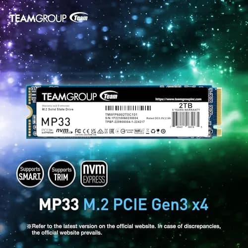 TEAMGROUP MP33 2TB NVMe SSD | PCIe Gen3x4, 1800MB/s Read & 1500MB/s Write, M.2 2280, High-Speed Storage thumbnail 3