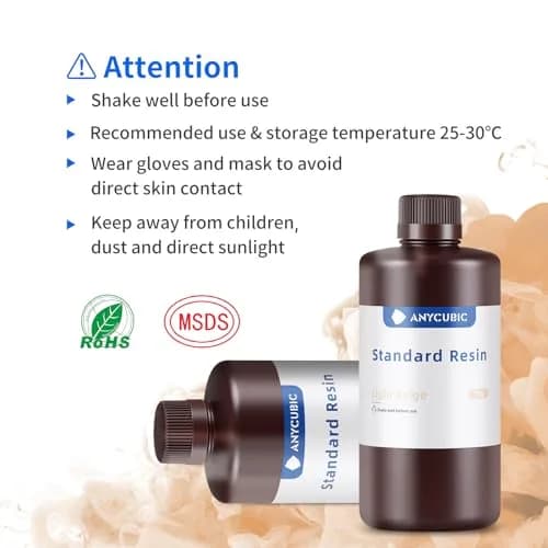 ANYCUBIC 3D Printer Resin, 1kg Light Beige | High Precision Fast Curing Photopolymer Resin for LCD 3D Printing thumbnail 5
