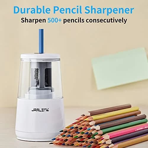 JARLINK Electric Pencil Sharpener Heavy Duty Helical Blade Auto Stop 16.2 cm (5.2" x 3.2" x 3.2") | Sharpens Pencils in 5-10 Seconds thumbnail 6