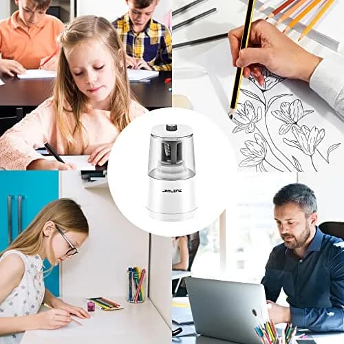 JARLINK Electric Pencil Sharpener Heavy Duty Helical Blade Auto Stop 16.2 cm (5.2" x 3.2" x 3.2") | Sharpens Pencils in 5-10 Seconds thumbnail 8