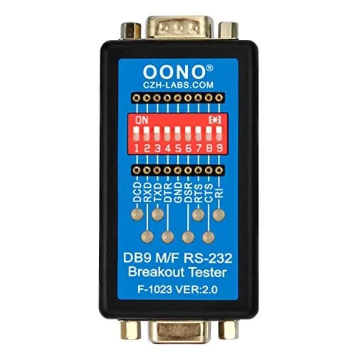 OONO RS232 Breakout Tester LED Monitor, DB9 Male to Female | Serial Data Link Test Device thumbnail 1