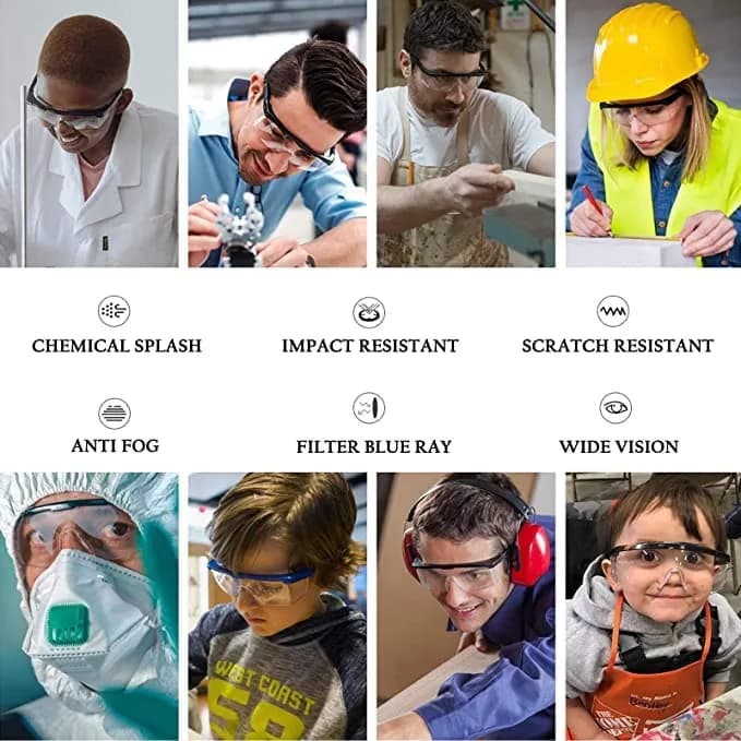 mozeeda 5-Pack Safety Glasses Goggles with Anti-Fog & Anti-Scratch Lenses | Clear Vision for Men & Women thumbnail 8