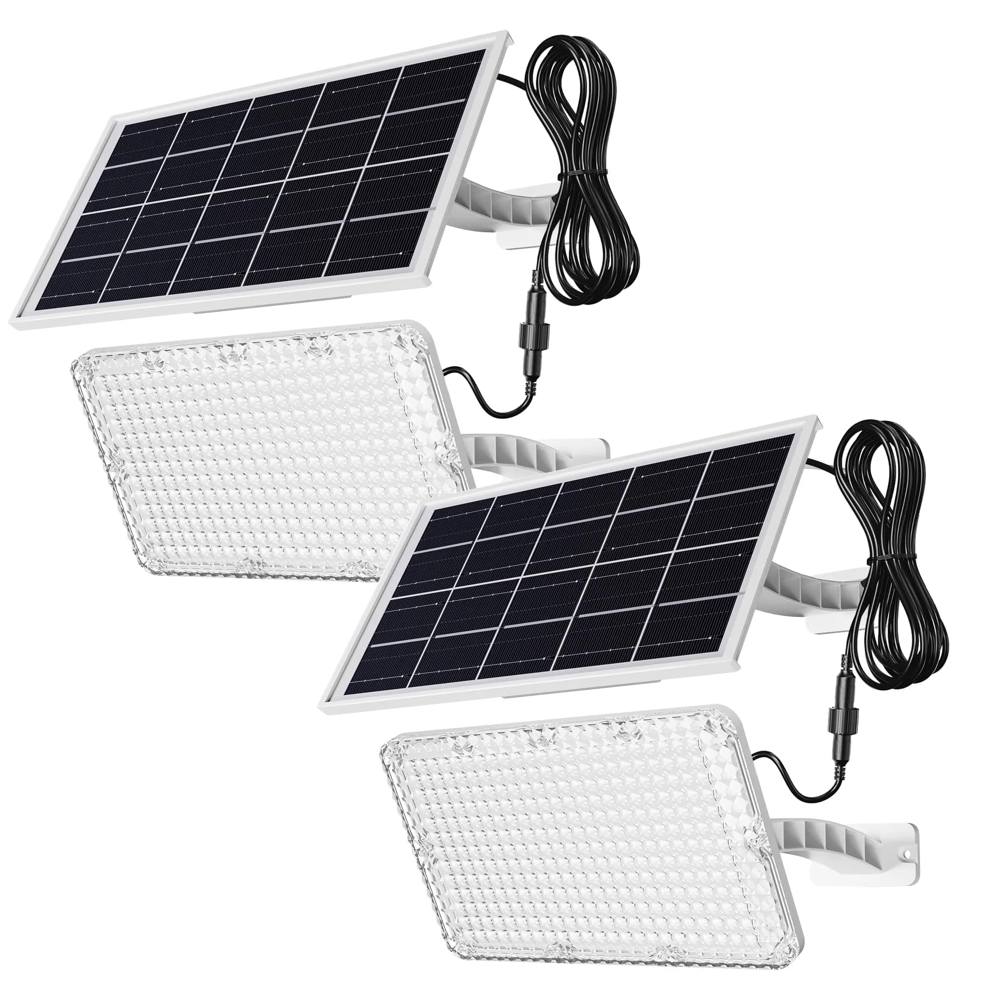 JACKYLED 1000 Lumen 299 LED Solar Dusk to Dawn Light Outdoor Gray 2 Pack | Waterproof Wall Mount Security Light