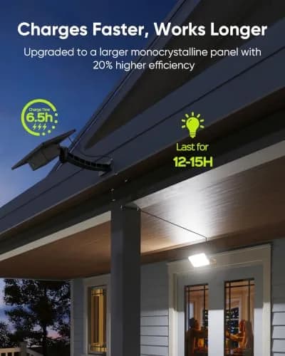 JACKYLED 1000 Lumen 299 LED Solar Dusk to Dawn Light Outdoor Gray 2 Pack | Waterproof Wall Mount Security Light thumbnail 7
